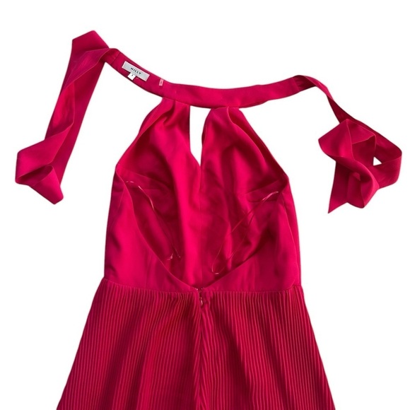 Milly X REVOLVE Libby Pleaded Pink cut out halter neck, sleeveless mini dress 6 - Picture 12 of 16